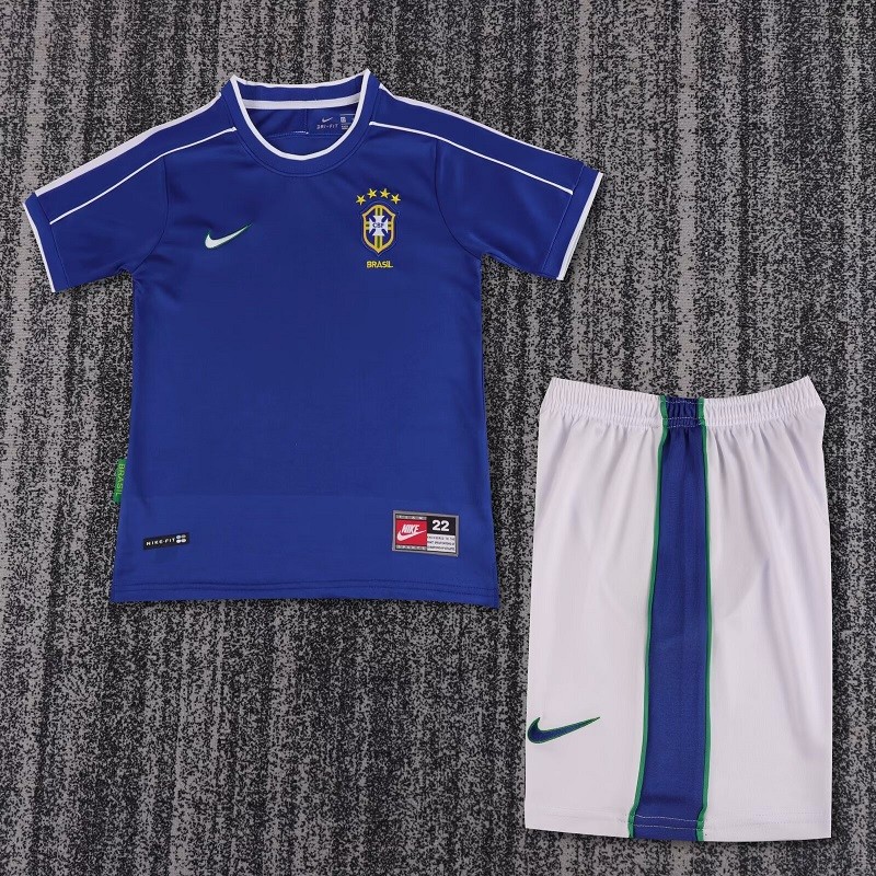 Retro 1998 Brazil Away kids kit