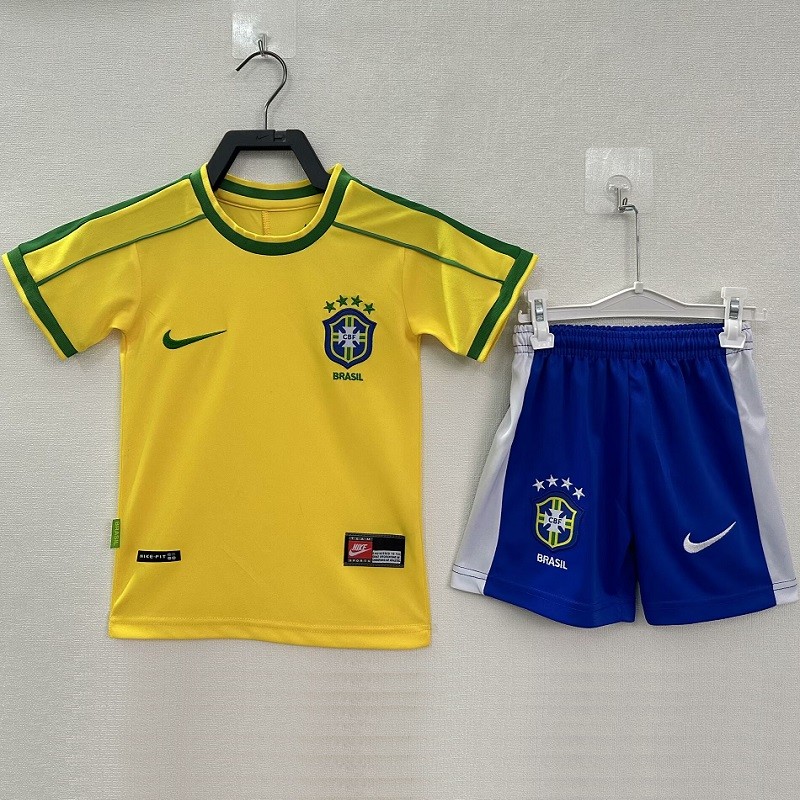 Retro 1998 Brazil home kids kit