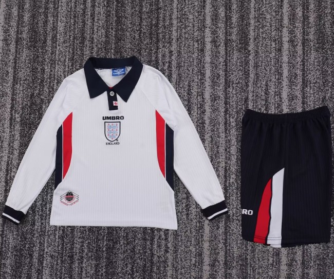 Retro 98 England home kids kit long sleeves