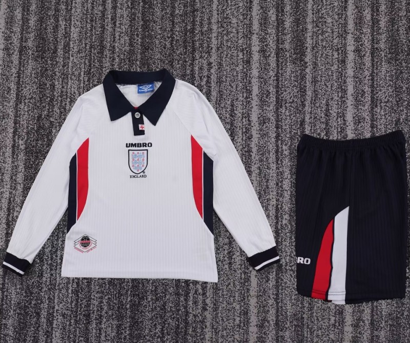 Retro 98 England home kids kit long sleeves