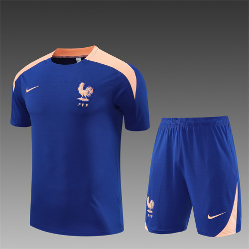25/26 France kids short sleeved training suit royal blue