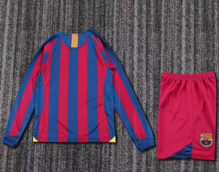 Retro 05/06 Barcelona home kids kit long sleeves