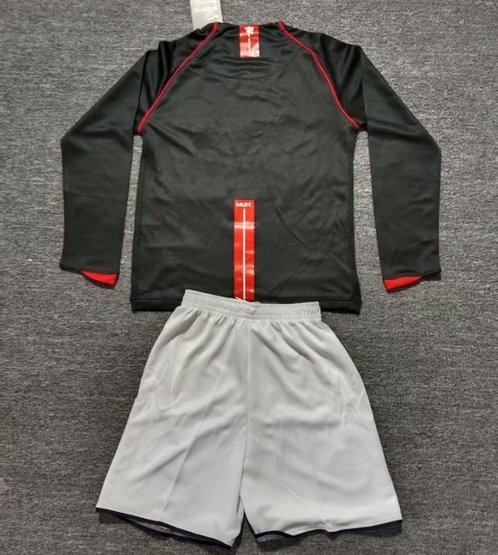 Retro 07/08 Manchester United Away kids kit long sleeves