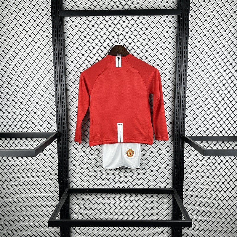 Retro 07/08 Manchester United home kids kit long sleeves