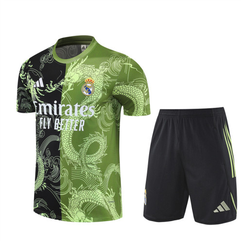 25/26 Real Madrid Short sleeve Adult training suit green black