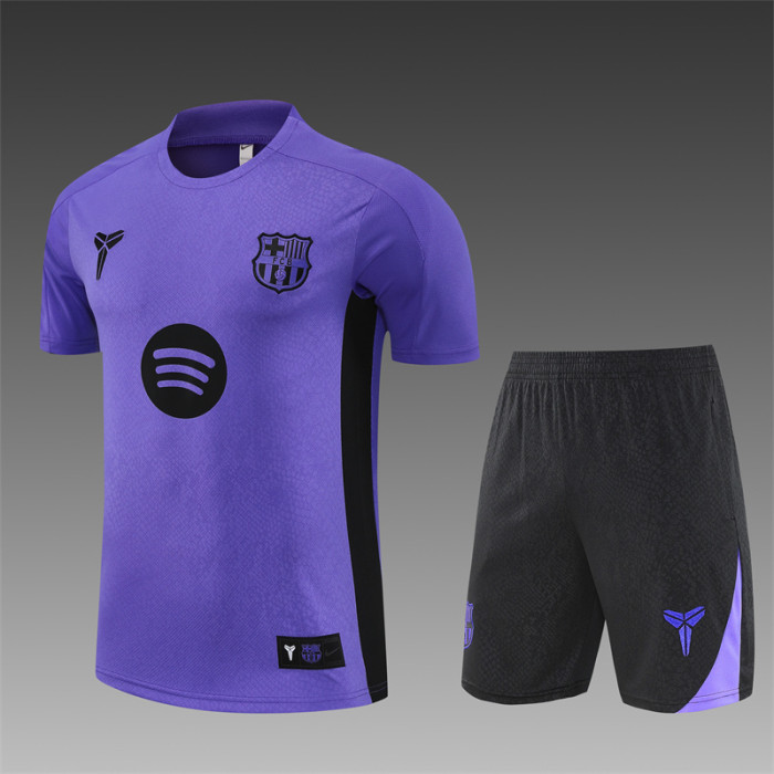 25/26 Barcelona Short sleeve Adult training suit Purple;