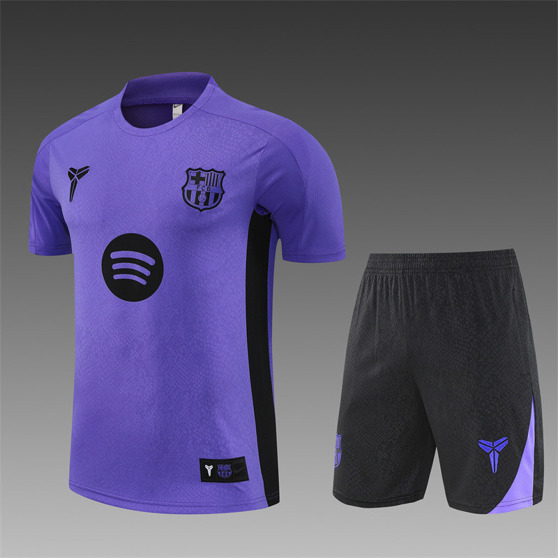 25/26 Barcelona Short sleeve Adult training suit Purple;
