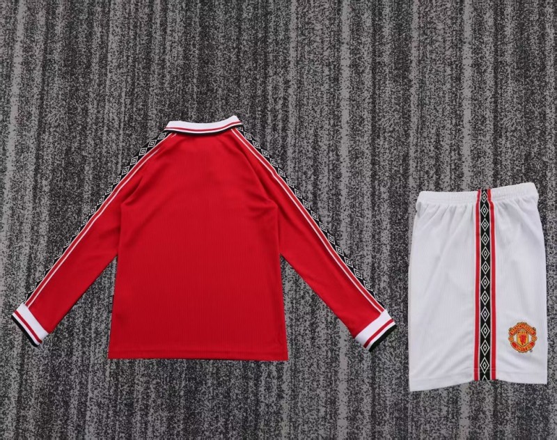 Retro 1998 Manchester United home kids kit long sleeves