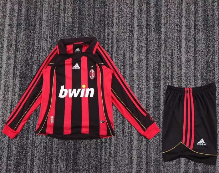 Retro 06/07 AC Milan home kids kit long sleeves
