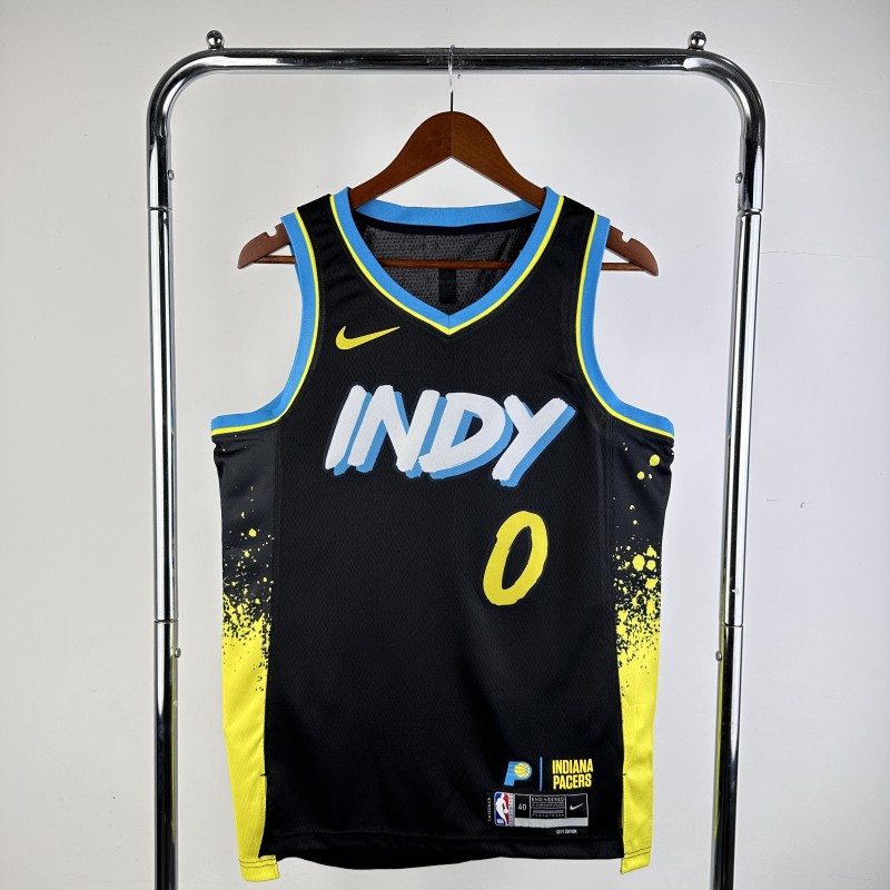 24 NBA Pacers City Edition #0 Halliburton Basketball Jersey