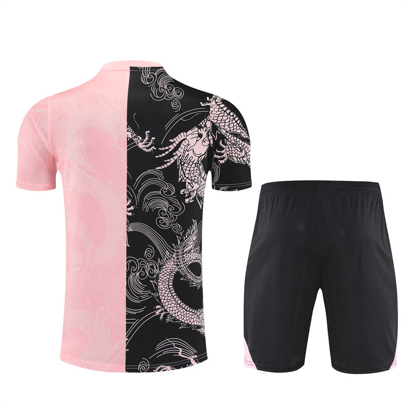 25/26 Real Madrid Short sleeve Adult training suit Pink Black