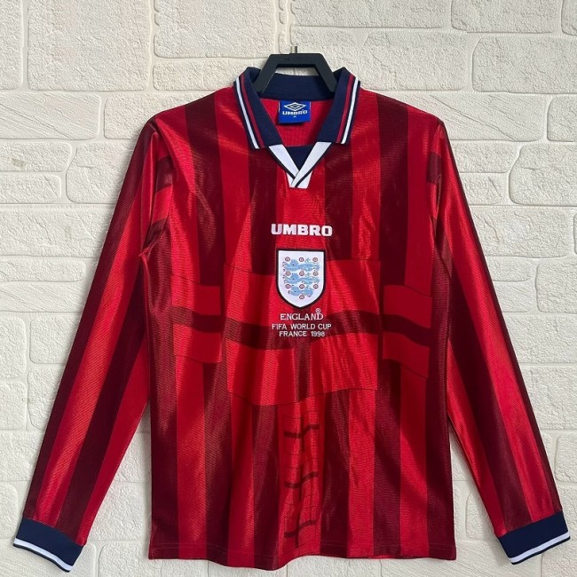 Retro 1998 England Away Long sleeves football jersey