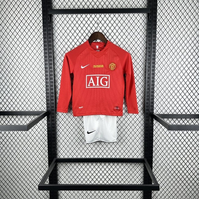 Retro 07/08 Manchester United home kids kit long sleeves