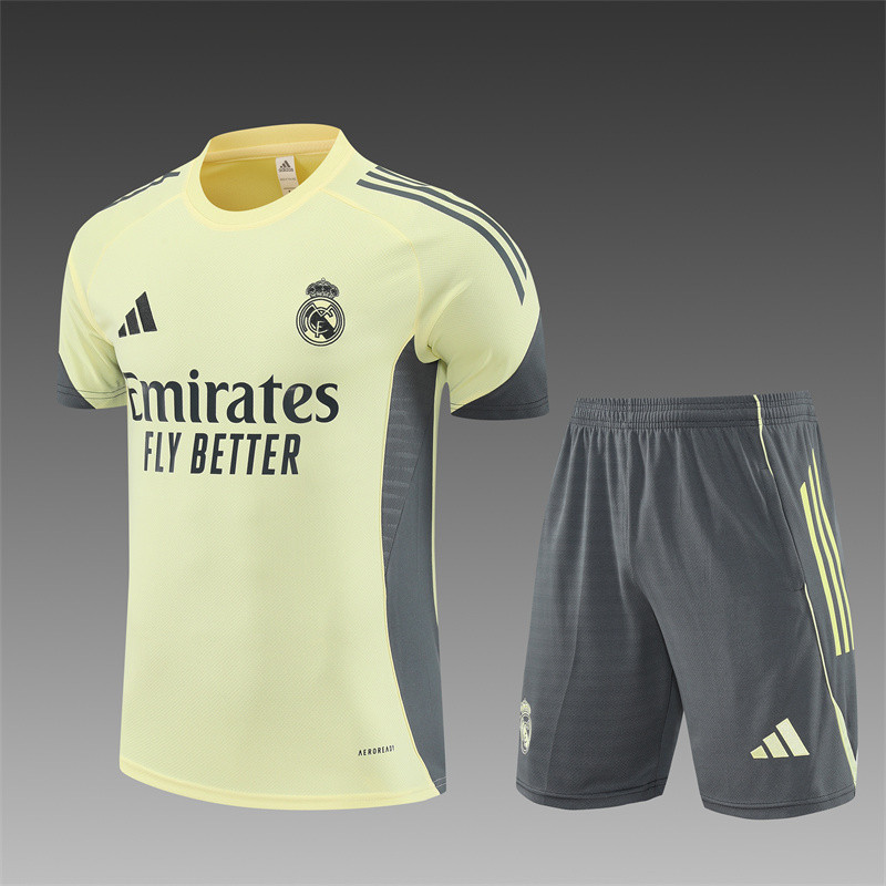 25/26 Real Madrid kids Short sleeve training suit yellow