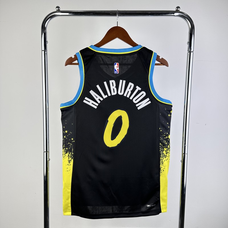 24 NBA Pacers City Edition #0 Halliburton Basketball Jersey