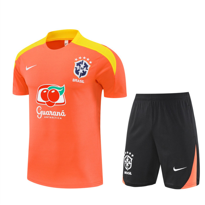 25/26 Brazil Short sleeve kids training suit orange
