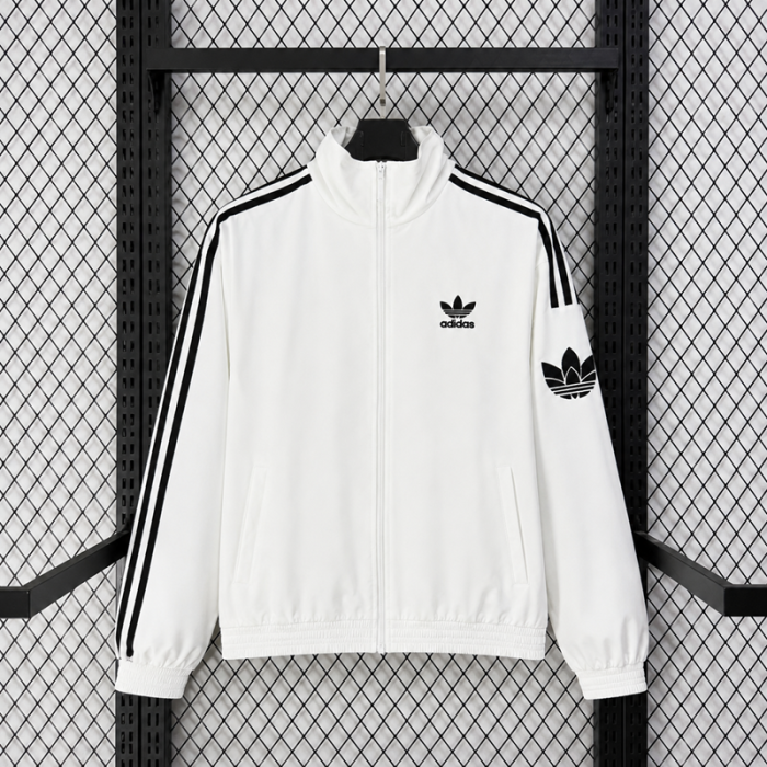 26/27 Adidas white plaid casual windbreaker