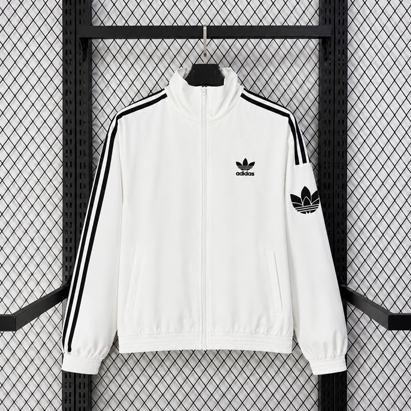 26/27 Adidas white plaid casual windbreaker