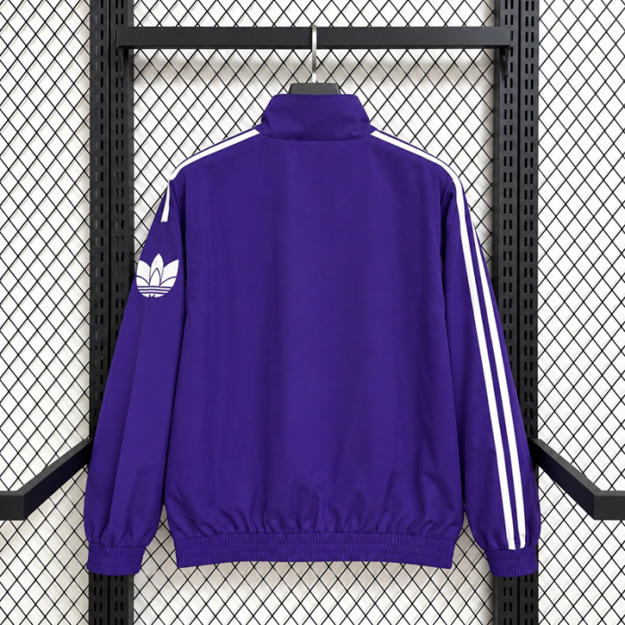 26/27 Adidas purple plaid casual windbreaker