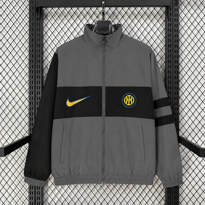 26/27 Inter Milan Grey Retro-Style Casual Windbreaker