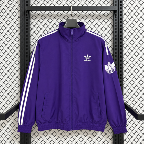 26/27 Adidas purple plaid casual windbreaker