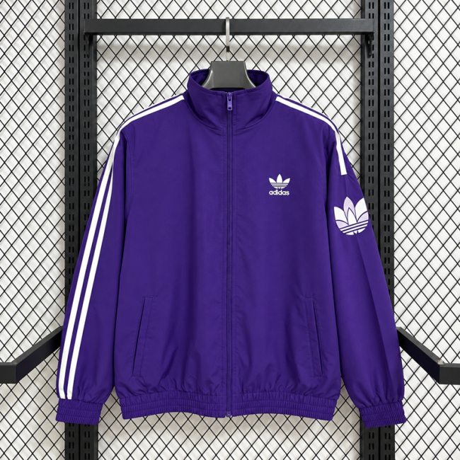 26/27 Adidas purple plaid casual windbreaker