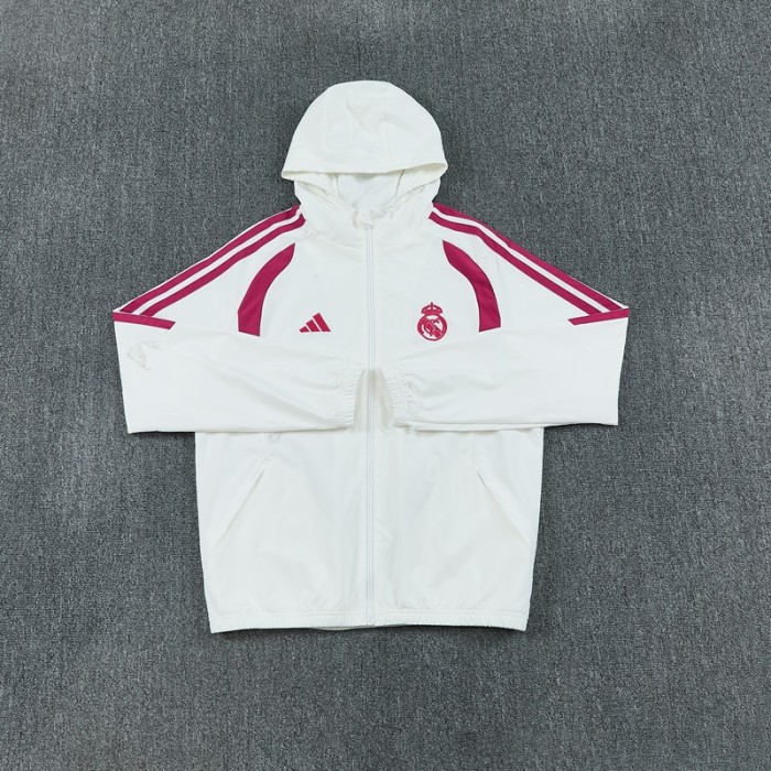 26/27 Real Madrid Off Hooded Windbreaker aduit trainingsuiit  White