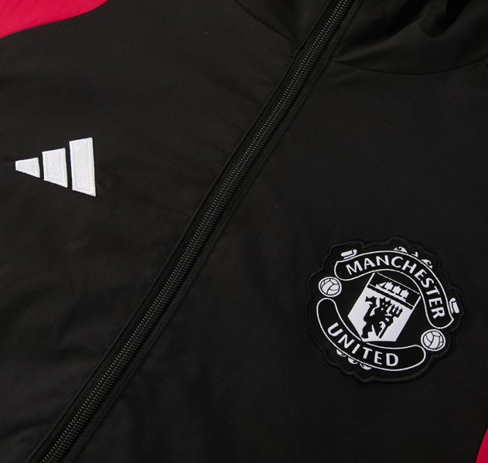 26/27 Manchester United Black Hooded Windbreaker   Adult  training suit  black