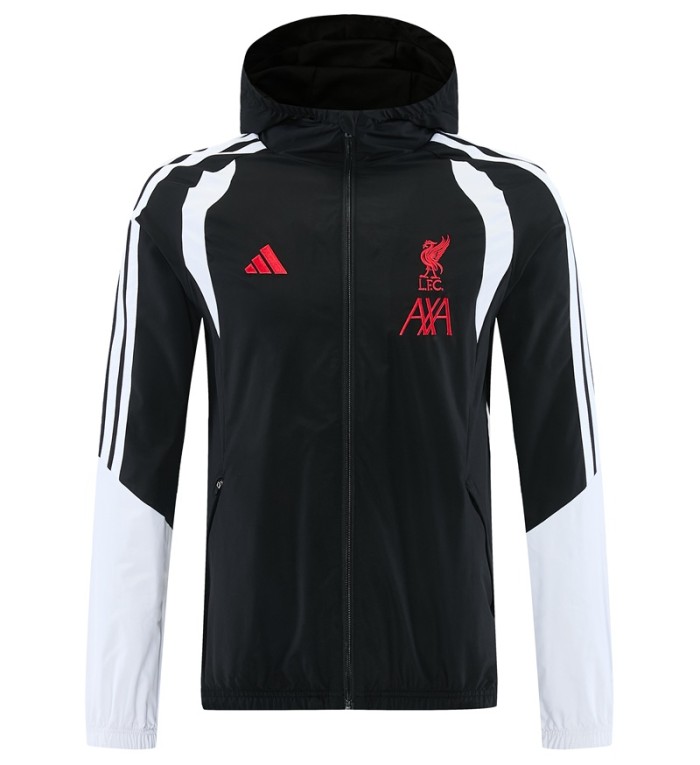 26/27 Liverpool  Hooded Windbreaker  Aduit Trainning suit Black