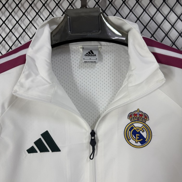 26/27 Real Madrid Off Hooded Windbreaker aduit trainingsuiit  White