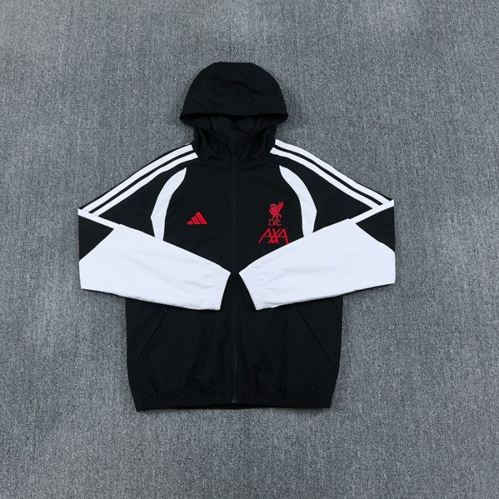 26/27 Liverpool  Hooded Windbreaker  Aduit Trainning suit Black