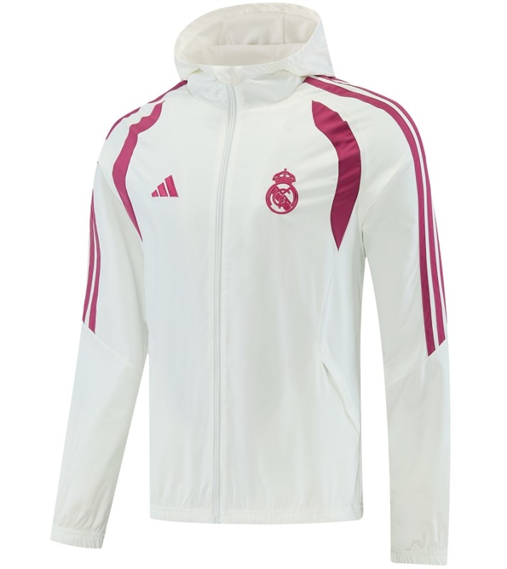 26/27 Real Madrid Off Hooded Windbreaker aduit trainingsuiit  White