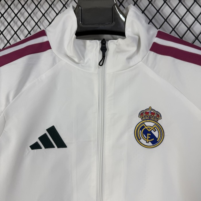 26/27 Real Madrid Off Hooded Windbreaker aduit trainingsuiit  White