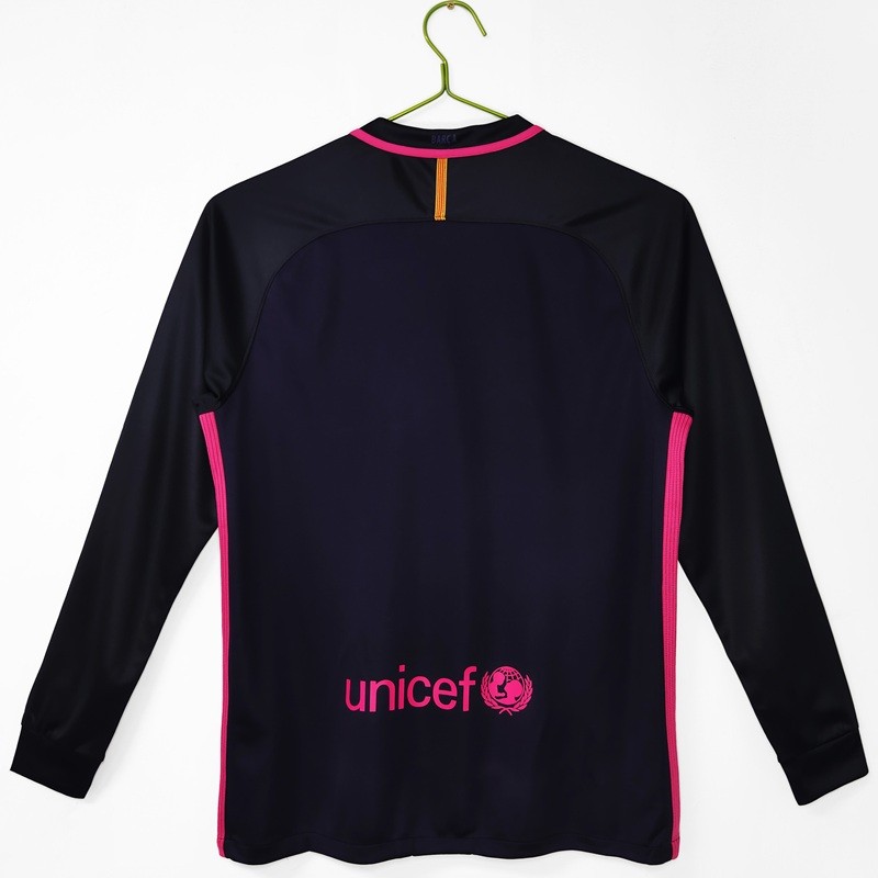 Retro 16/17 Barcelona long sleeves Away  football Jersey