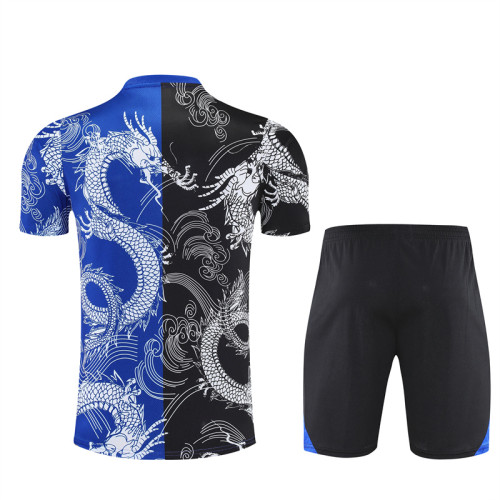 25/26 Real Madrid Short sleeve Adult training suit black blue