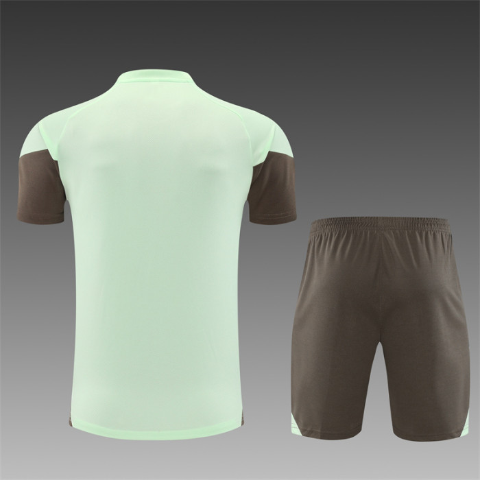 25/26 Real Madrid Short sleeve Adult training suit light green