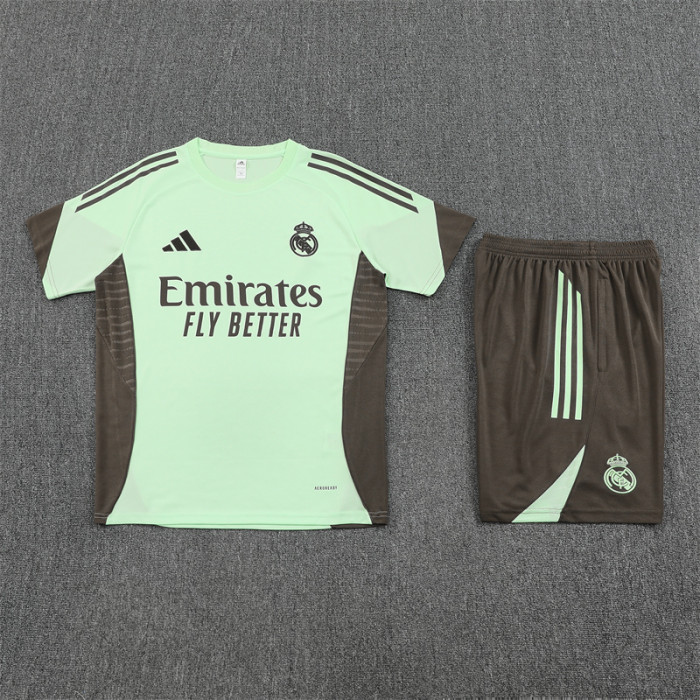 25/26 Real Madrid Short sleeve Adult training suit light green