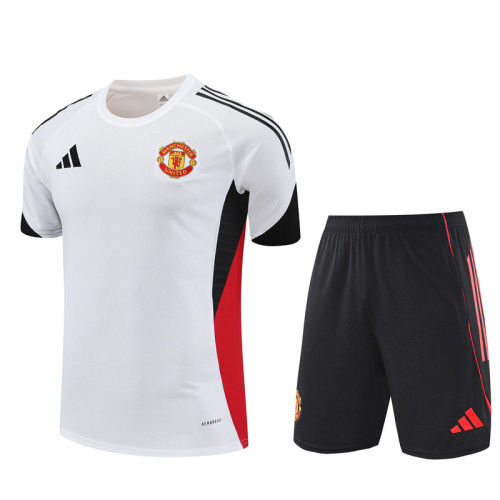 25/26 Manchester United Short sleeve  Adult training suit white