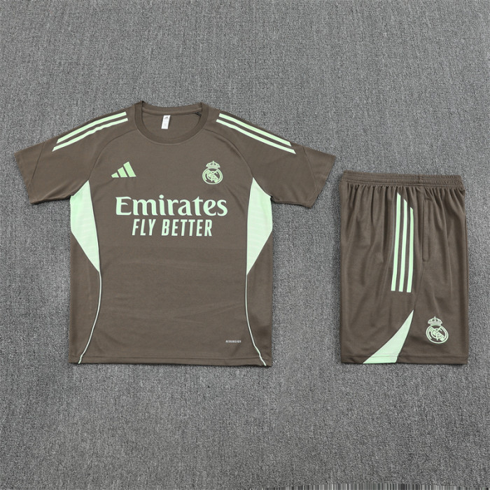 25/26 Real Madrid Short sleeve Adult training suit dark green