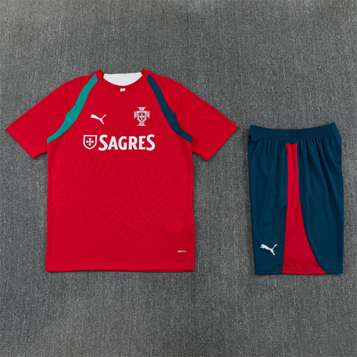 26/27 Portugal short -sleeved training suit red