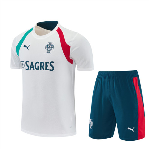 26/27 Portugal kids short -sleeved training suit white