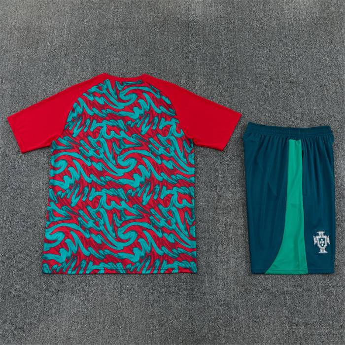 26/27 Portugal short -sleeved training suit red green