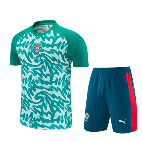 26/27 Portugal kids short -sleeved training suit green