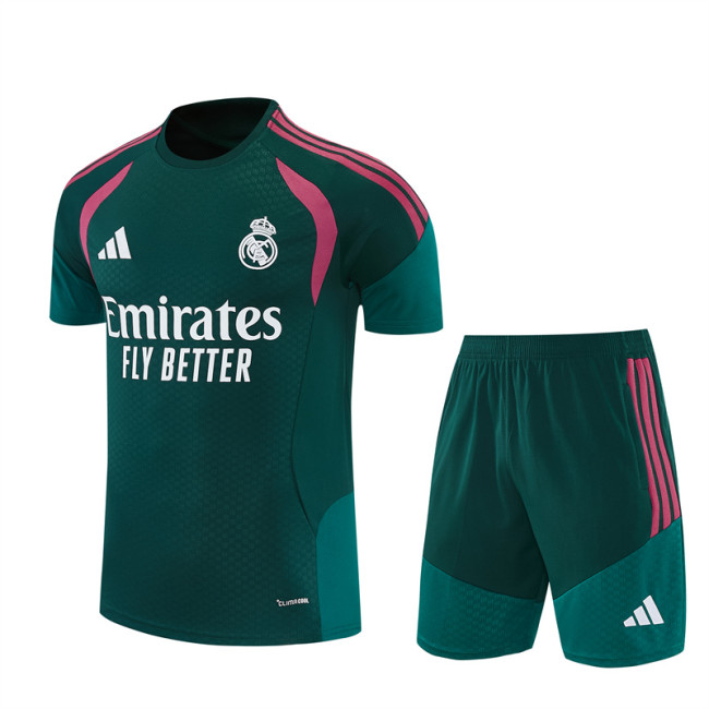 26/27 Real Madrid kids Short sleeve training suit dark green