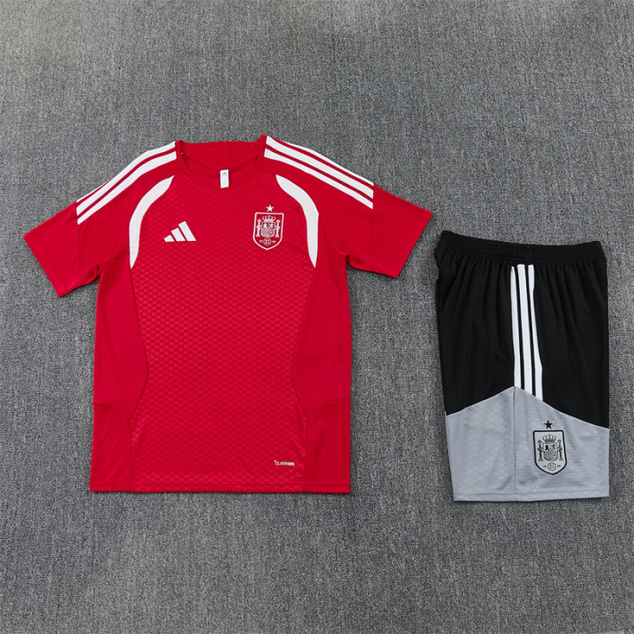 26/27 Spain kids short -sleeved training suit red