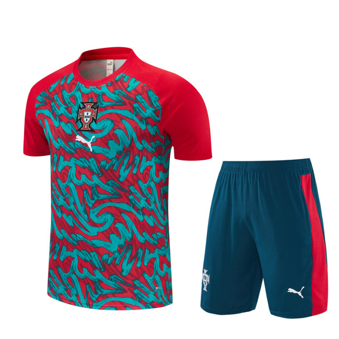 26/27 Portugal kids short -sleeved training suit red green