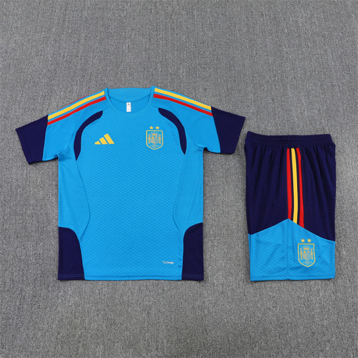 26/27 Spain kids short -sleeved training suit blue