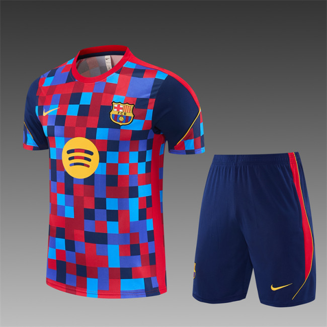26/27 Barcelona Short sleeve Adult training suit red blue