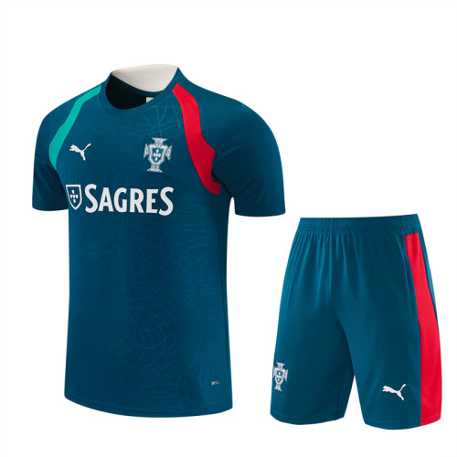 26/27 Portugal kids short -sleeved training suit Royal Blue