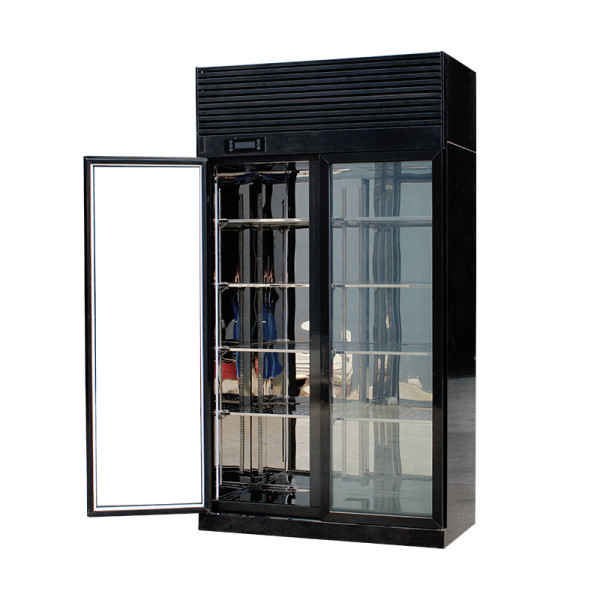 Double-Door Display Cabinet Refrigerator with Black Frame